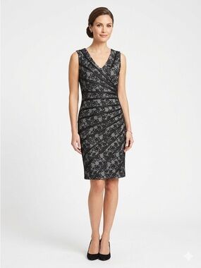 Sleeveless Black Lace Sheath Dress